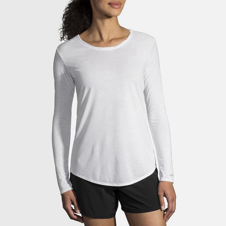 Brooks Distance - Camisetas Manga Larga Mujer - Blancas (PH3485621)